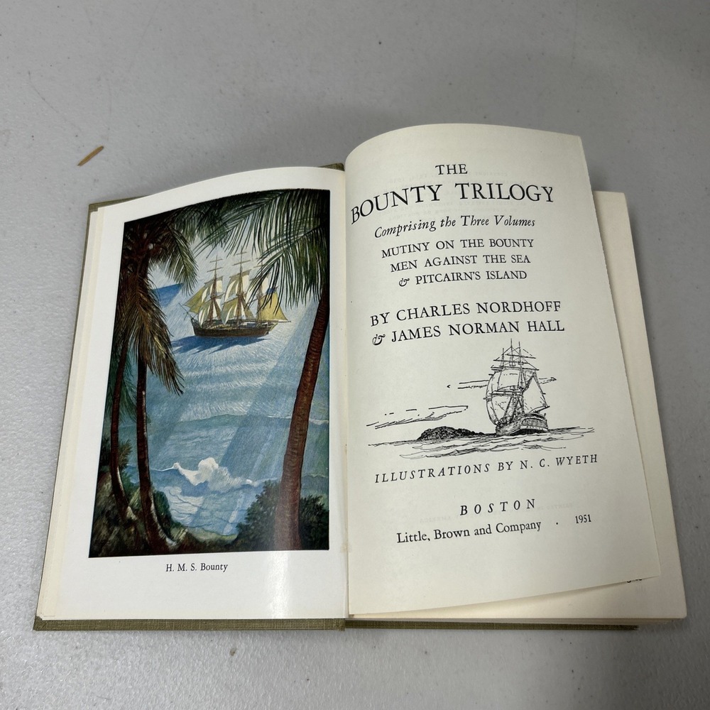 The Bounty Trilogy, Wyeth Edition by Charles Nordhoff, and James Hall, HC 1951